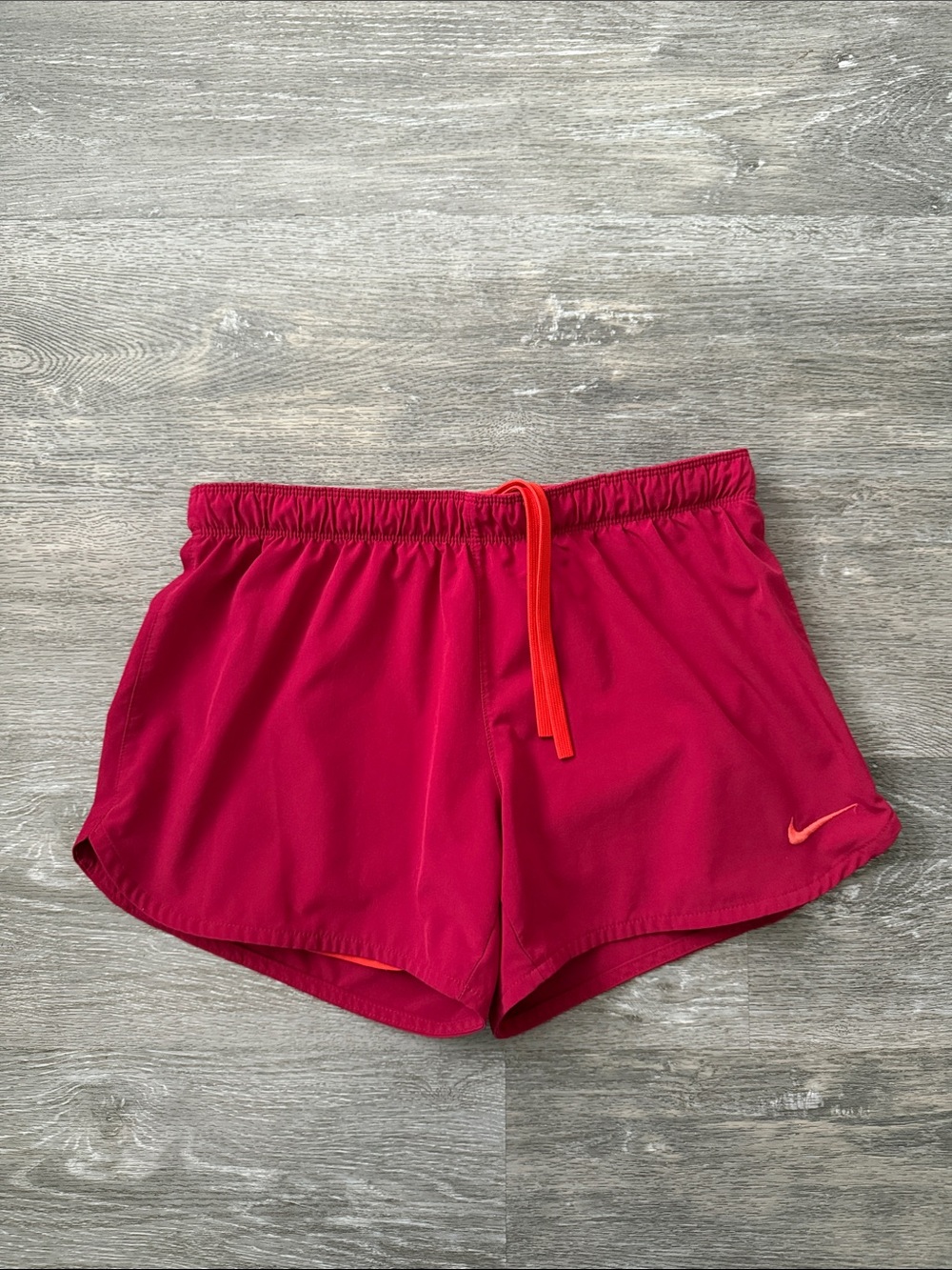 Nike Women’s Bright Pink Athletic Shorts with Orange Drawcord